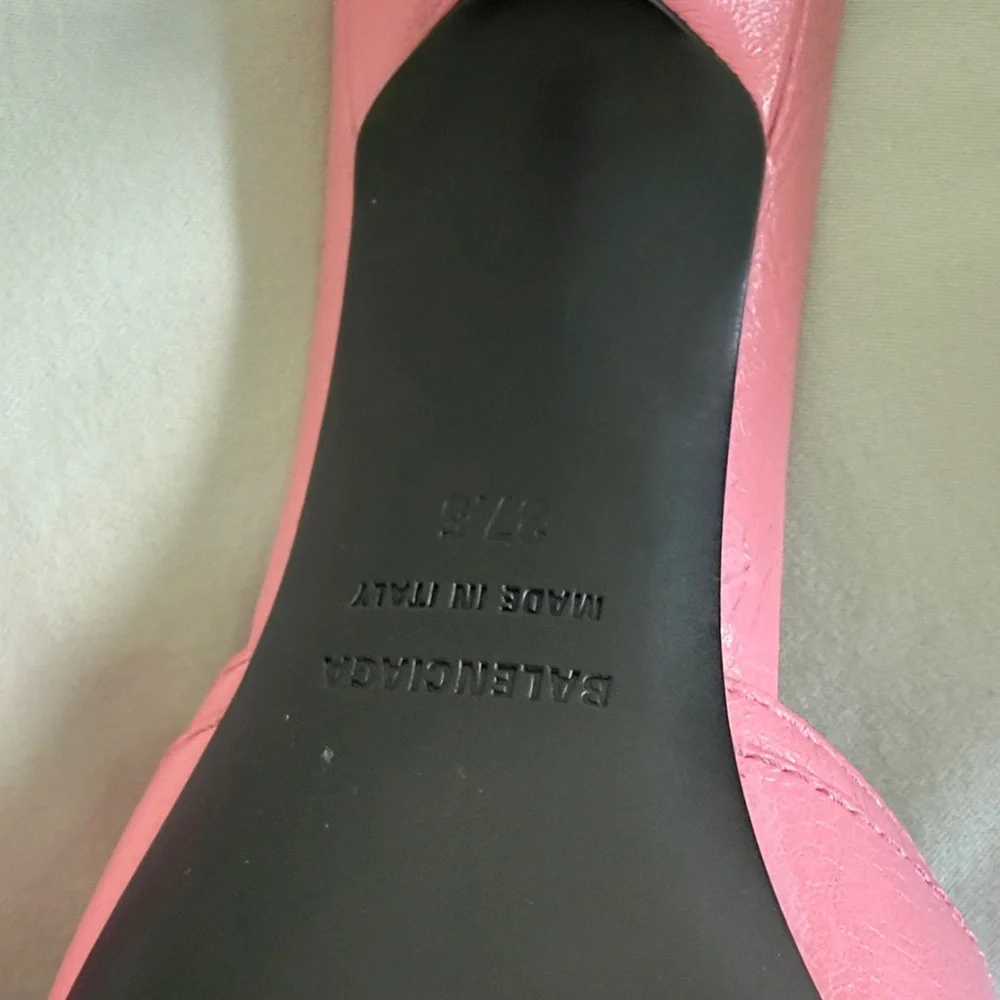 Balenciaga Pink Leather Slide Mules with Silver-Tone Studded Buckles Size 7.5 - Picture 6 of 9